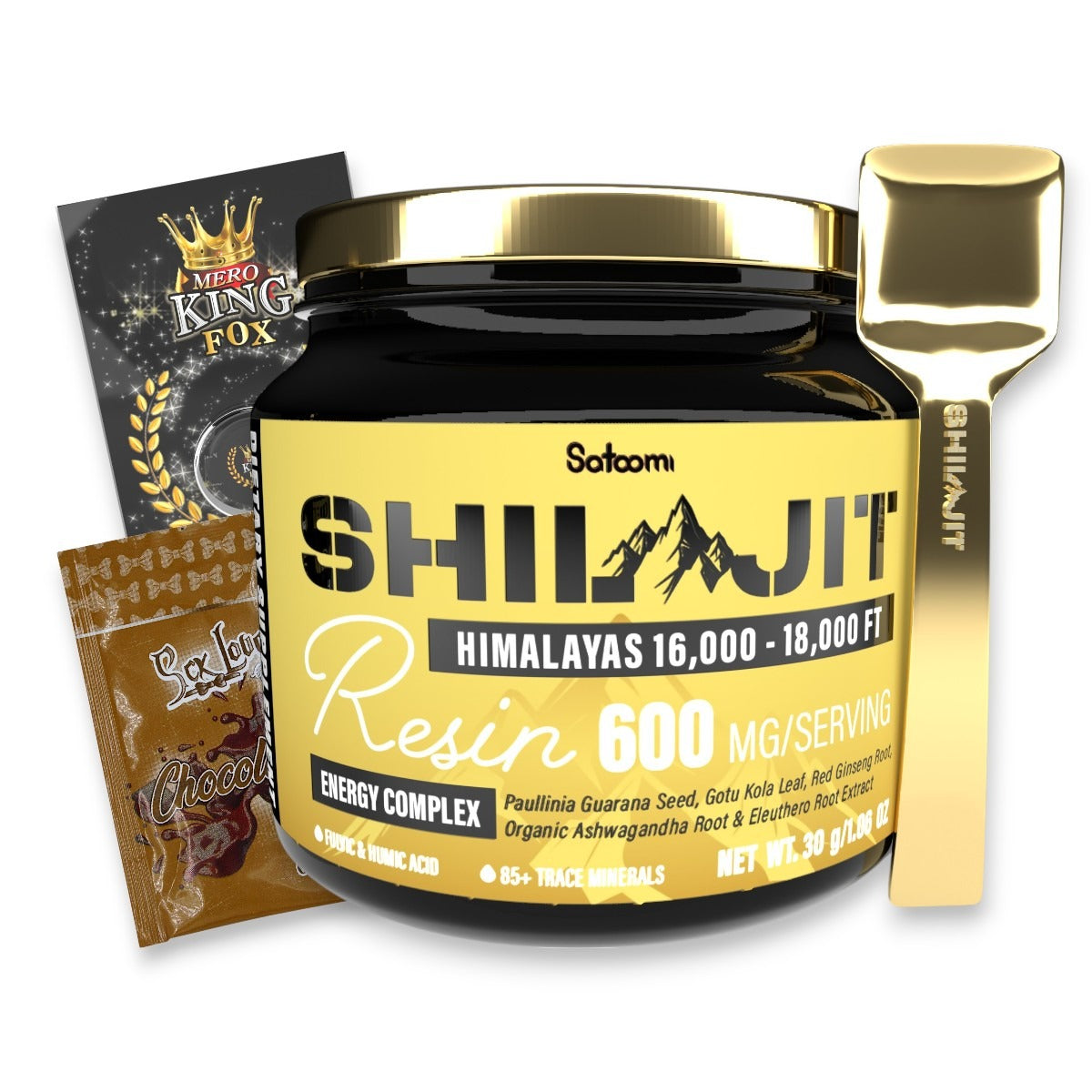 Combo Shilajit Gold + Sachet gel íntimo y Crema Mero King + cuchara dorada